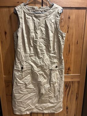 Talbots Beige Sleeveless Midi Dress